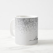 Mug Parties scintillant d'argent Monogramme métallique (Devant gauche)