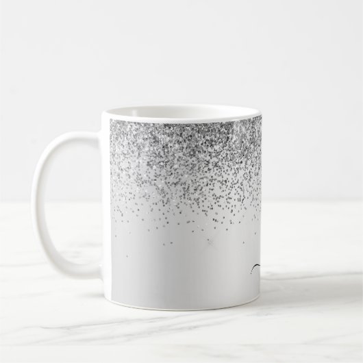 Mug Parties scintillant d'argent Monogramme métallique (Gauche)
