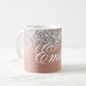 Mug Parties scintillant d'argent personnalisé Rose or (Devant gauche)