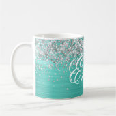 Mug Parties scintillant d'argent personnalisée Turquoi (Gauche)