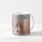 Mug Parties scintillant d'argent Rose Monogramme métal (Devant droit)