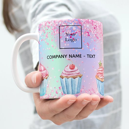 Mug Parties scintillant de boulangerie rose cupcakes l