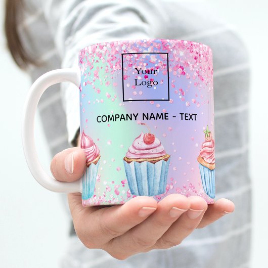 Mug Parties scintillant de boulangerie rose cupcakes l