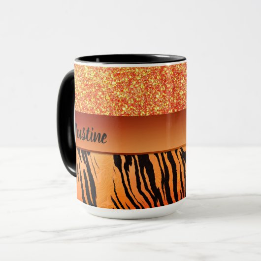 Mug Parties scintillant de glam orange Tiger Impressio (Devant gauche)
