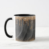 Mug Parties scintillant de goutte d'or Monogramme méta (Gauche)