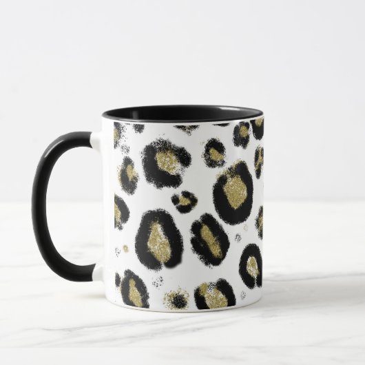 Mug Parties scintillant d'or blanc et Cheetah léopard  (Gauche)