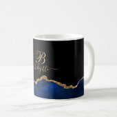 Mug Parties scintillant d'or bleu Géode Monogramme (Devant droit)