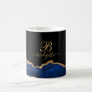 Mug Parties scintillant d'or bleu Géode Monogramme