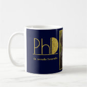 Mug Parties scintillant d'or Blue Photo PhD Graduation (Gauche)