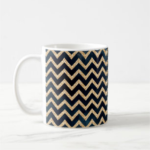 Mug Parties scintillant d'or Chevron Dark Indigo Blue