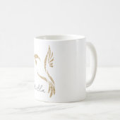 Mug Parties scintillant d'or Colibri et nom personnali (Devant droit)