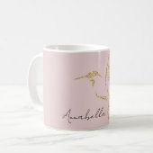 Mug Parties scintillant d'or Colibri & Nom personnalis (Devant gauche)