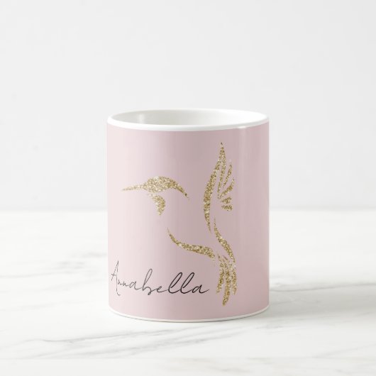 Mug Parties scintillant d'or Colibri & Nom personnalis (Centre)