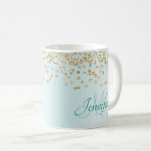 Mug Parties scintillant d'or Confetti sur Seafoam Gree (Devant droit)