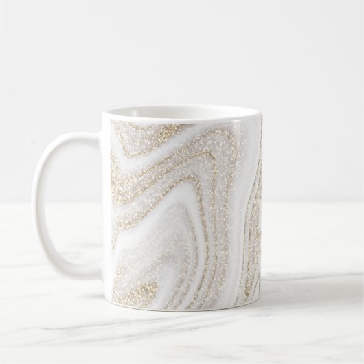 Mug Parties scintillant d'or en marbre blanc moderne e (Gauche)
