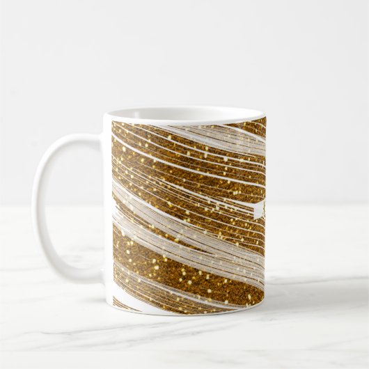 Mug Parties scintillant d'or Glamour blanc étincelant (Gauche)