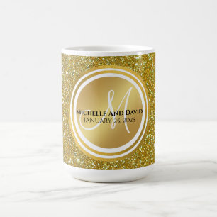 Mug Parties scintillant d'or Monogramme nouveau mariag