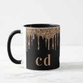 Mug Parties scintillant d'or noir goutte monogramme br (Gauche)