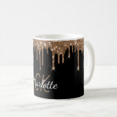 Mug Parties scintillant d'or noir gouttes de script mo (Devant droit)
