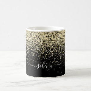 Mug Parties scintillant d'or noir Monogramme fille