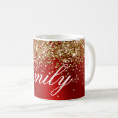 Mug Parties scintillant d'or personnalisée Pile rouge (Devant droit)