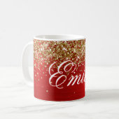 Mug Parties scintillant d'or personnalisée Pile rouge (Devant gauche)