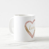 Mug Parties scintillant d'or rose vif Coeur d'amour (Devant gauche)