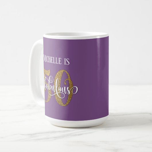 Mug Parties scintillant d'or Script 50 et fabuleux sur (Devant gauche)