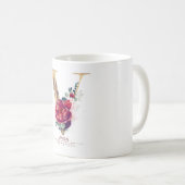 Mug Parties scintillant d'or V Monogramme Floral Bourg (Devant droit)