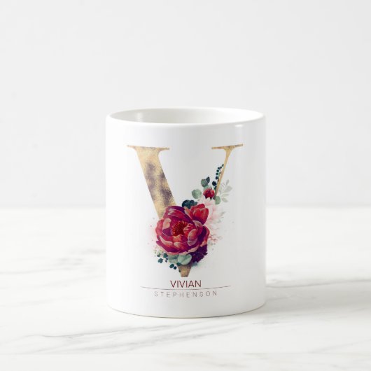 Mug Parties scintillant d'or V Monogramme Floral Bourg (Centre)
