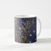 Mug Parties scintillant dorée et étoiles bleues scinti (Devant droit)
