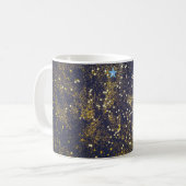 Mug Parties scintillant dorée et étoiles bleues scinti (Devant gauche)