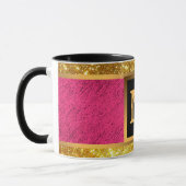Mug Parties scintillant dorée moderne Lin rose Monogra (Gauche)