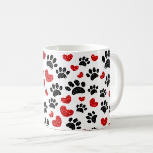 Mug Parties scintillant Empreintes de pattes De Chien  (Devant droit)