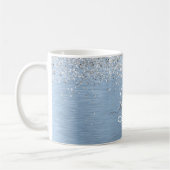 Mug Parties scintillant en argent brossé bleu Nom du m (Gauche)