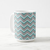 Mug Parties scintillant en argent et ZigZag Turquoise (Devant gauche)
