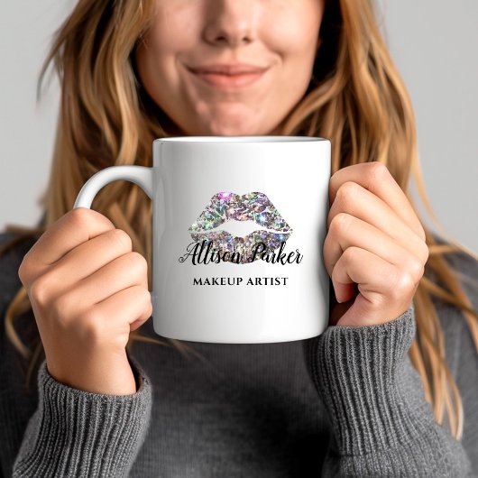 Mug Parties scintillant en argent Kiss Lips Artiste de