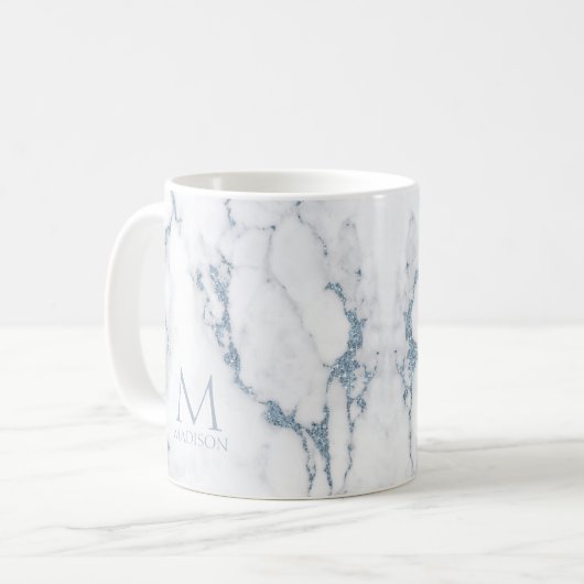 Mug Parties scintillant en marbre moderne Monogramme D (Devant gauche)