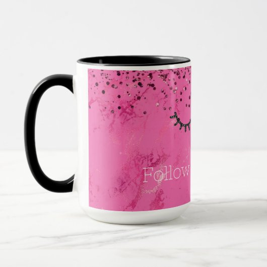 Mug Parties scintillant en marbre rose brillant noir (Gauche)
