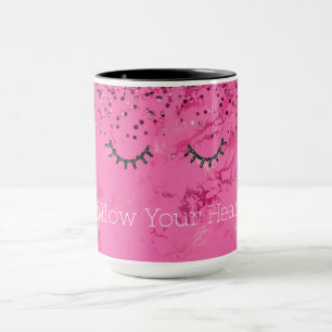 Mug Parties scintillant en marbre rose brillant noir