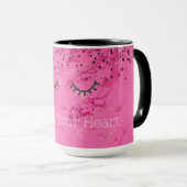 Mug Parties scintillant en marbre rose brillant noir (Devant droit)
