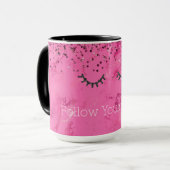 Mug Parties scintillant en marbre rose brillant noir (Devant gauche)