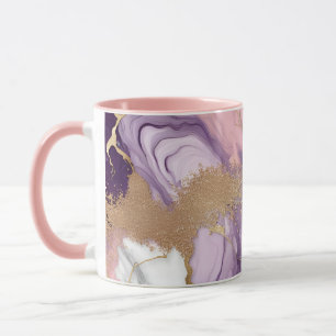 Mug Parties scintillant en marbre rose violet or