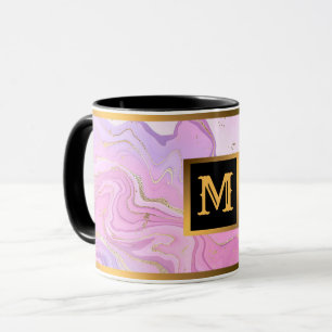 Mug Parties scintillant en marbre rose violet or