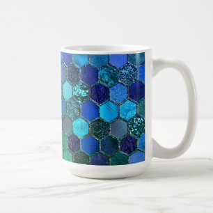 Mug Parties scintillant en métal de luxe Blue Green ni