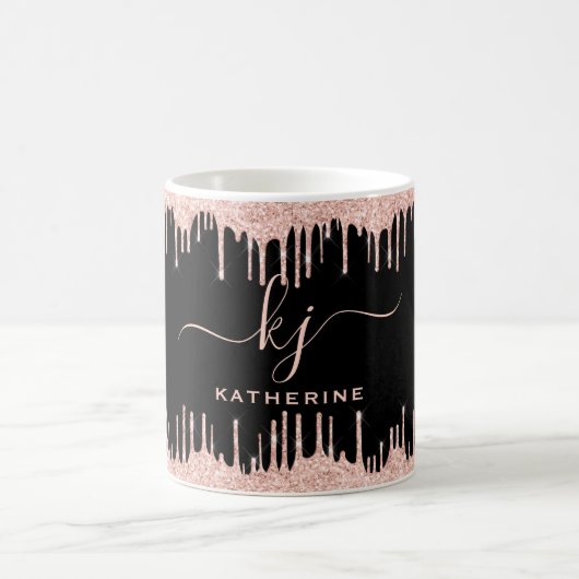 Mug Parties scintillant en or Blush Rose 2 Monogrammes (Centre)