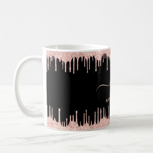 Mug Parties scintillant en or Blush Rose 2 Monogrammes (Gauche)