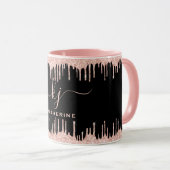 Mug Parties scintillant en or Blush Rose 2 Monogrammes (Devant droit)