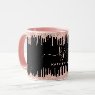 Mug Parties scintillant en or Blush Rose 2 Monogrammes