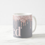 Mug Parties scintillant en or rose argent  gouttes mon (Devant droit)